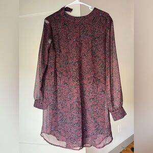 Maroon floral knee length dress